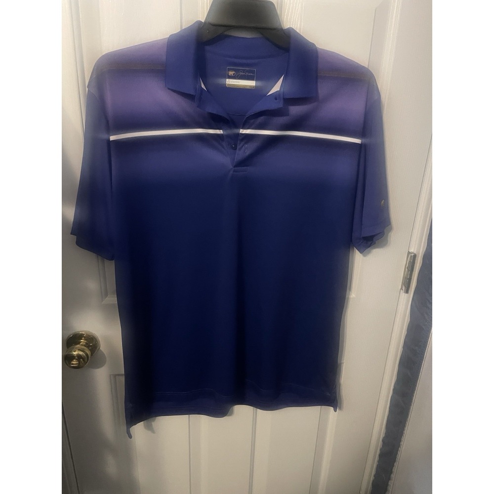 JACK NICKLAUS STAYDRI MEDIUM PURPLE POLO GOLF SHIRT SHORT SLEEVE WITH GOLD BEAR